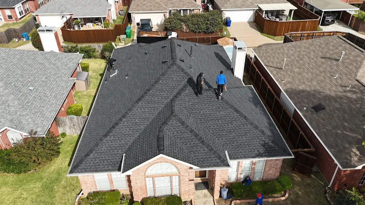 Slate & Tile Roof Repair work in progress on a Denison property